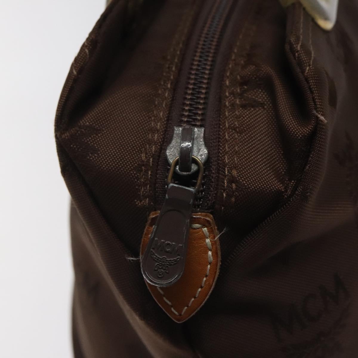 MCM Logogram Vicetos Hand Bag Nylon Brown Gold Auth bs24481