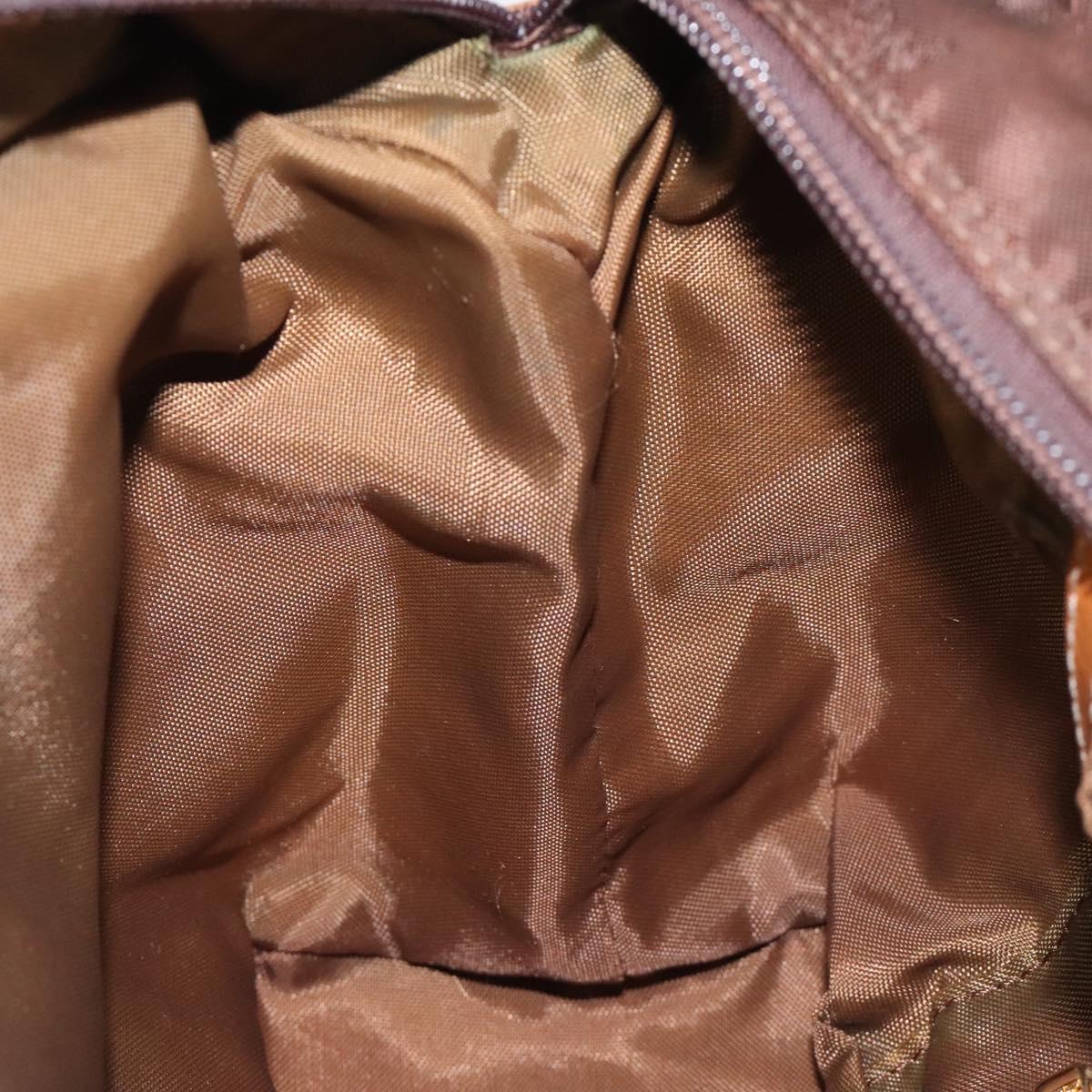 MCM Logogram Vicetos Hand Bag Nylon Brown Gold Auth bs24481