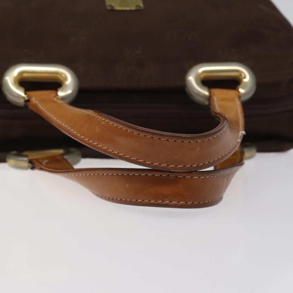 MCM Logogram Vicetos Hand Bag Nylon Brown Gold Auth bs24481