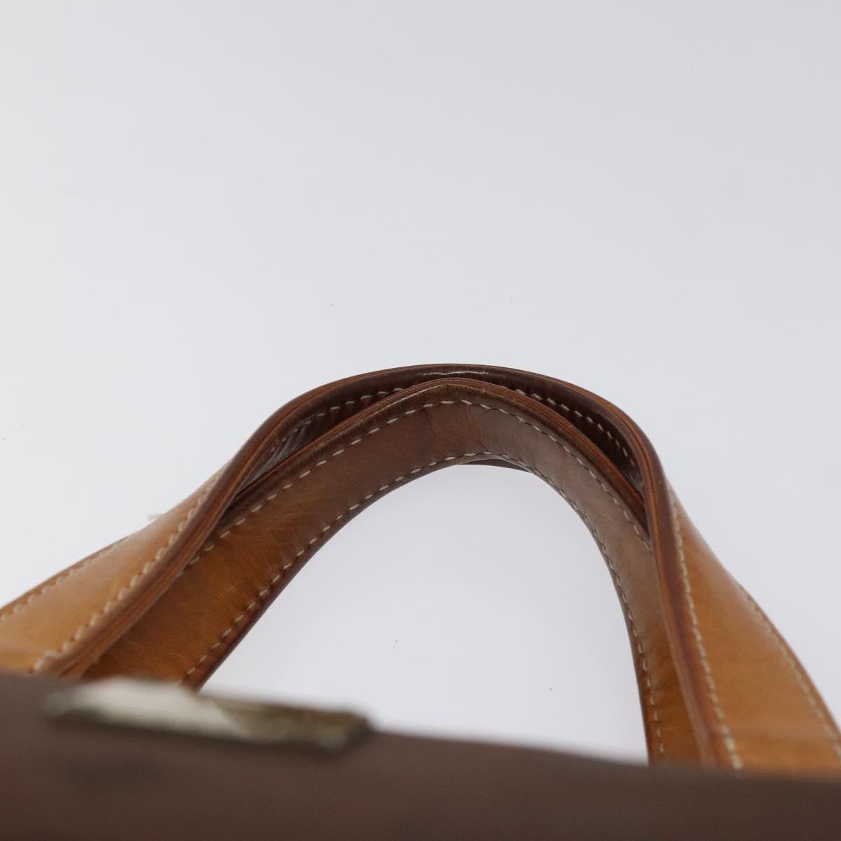 MCM Logogram Vicetos Hand Bag Nylon Brown Gold Auth bs24481