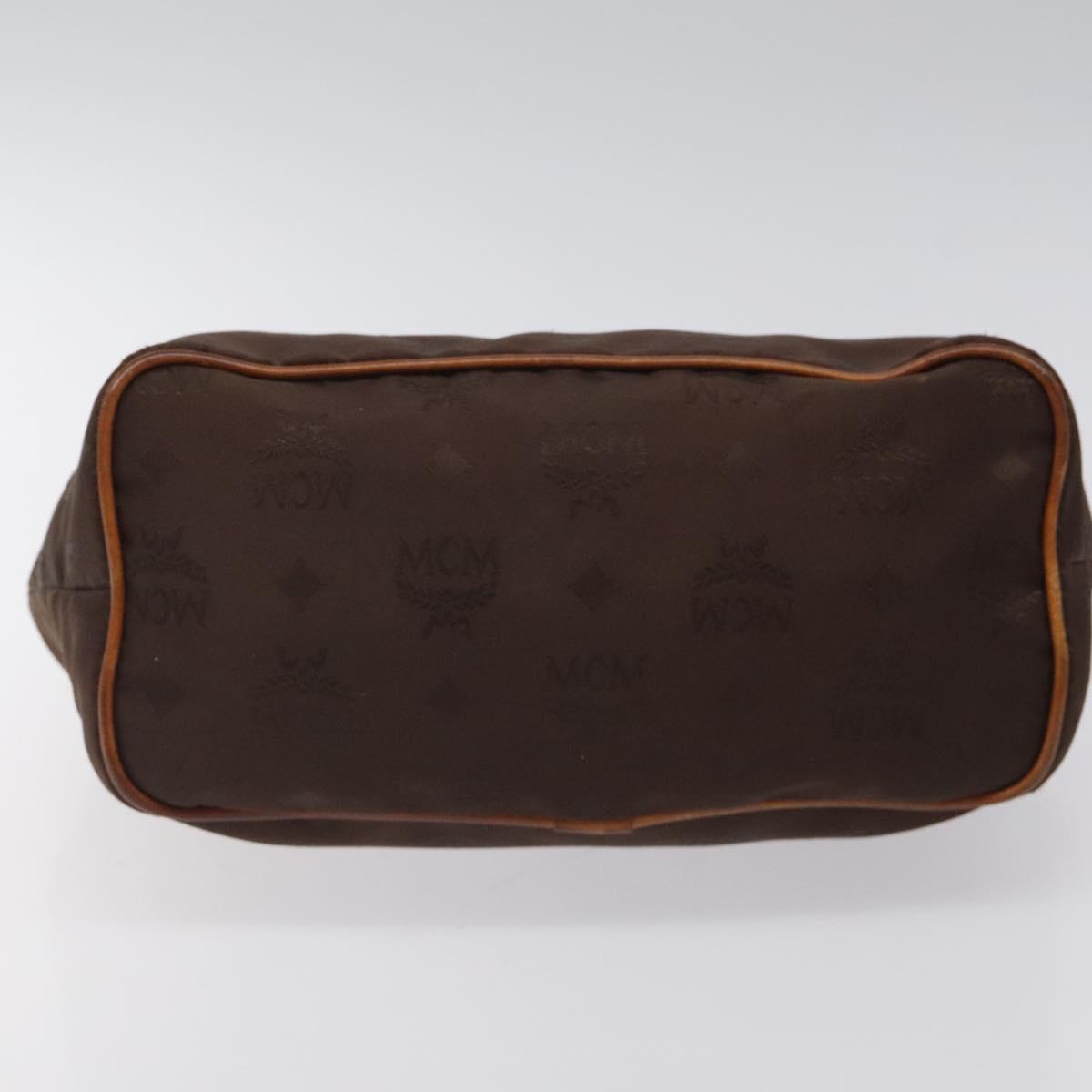 MCM Logogram Vicetos Hand Bag Nylon Brown Gold Auth bs24481