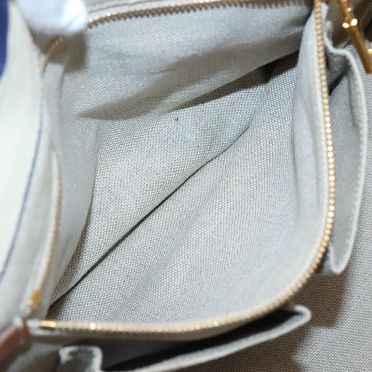 PRADA Canapa GM Hand Bag Canvas Blue Gold Auth bs24485