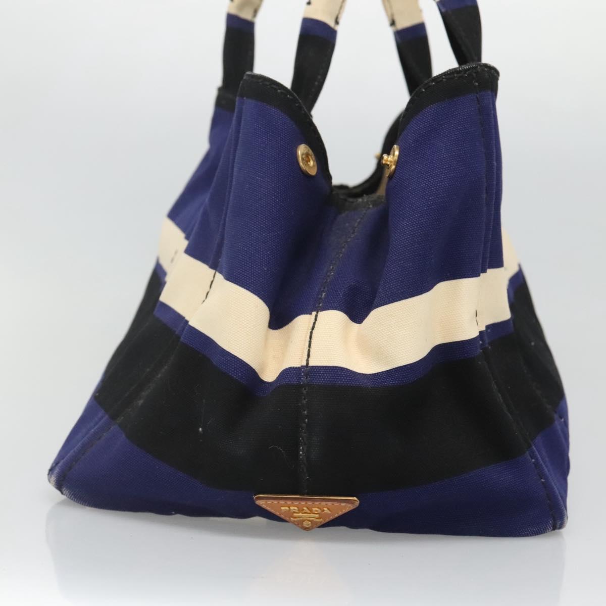 PRADA Canapa GM Hand Bag Canvas Blue Gold Auth bs24485