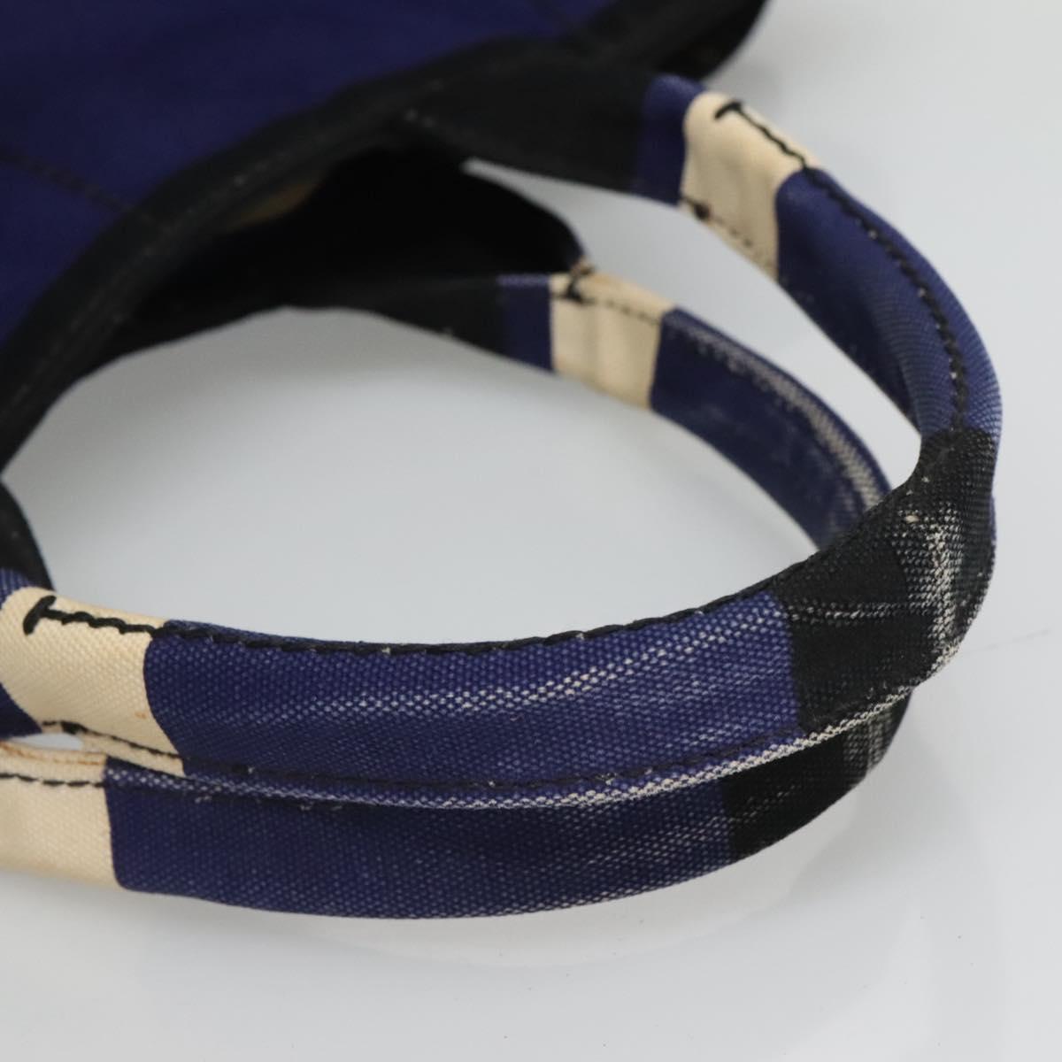 PRADA Canapa GM Hand Bag Canvas Blue Gold Auth bs24485