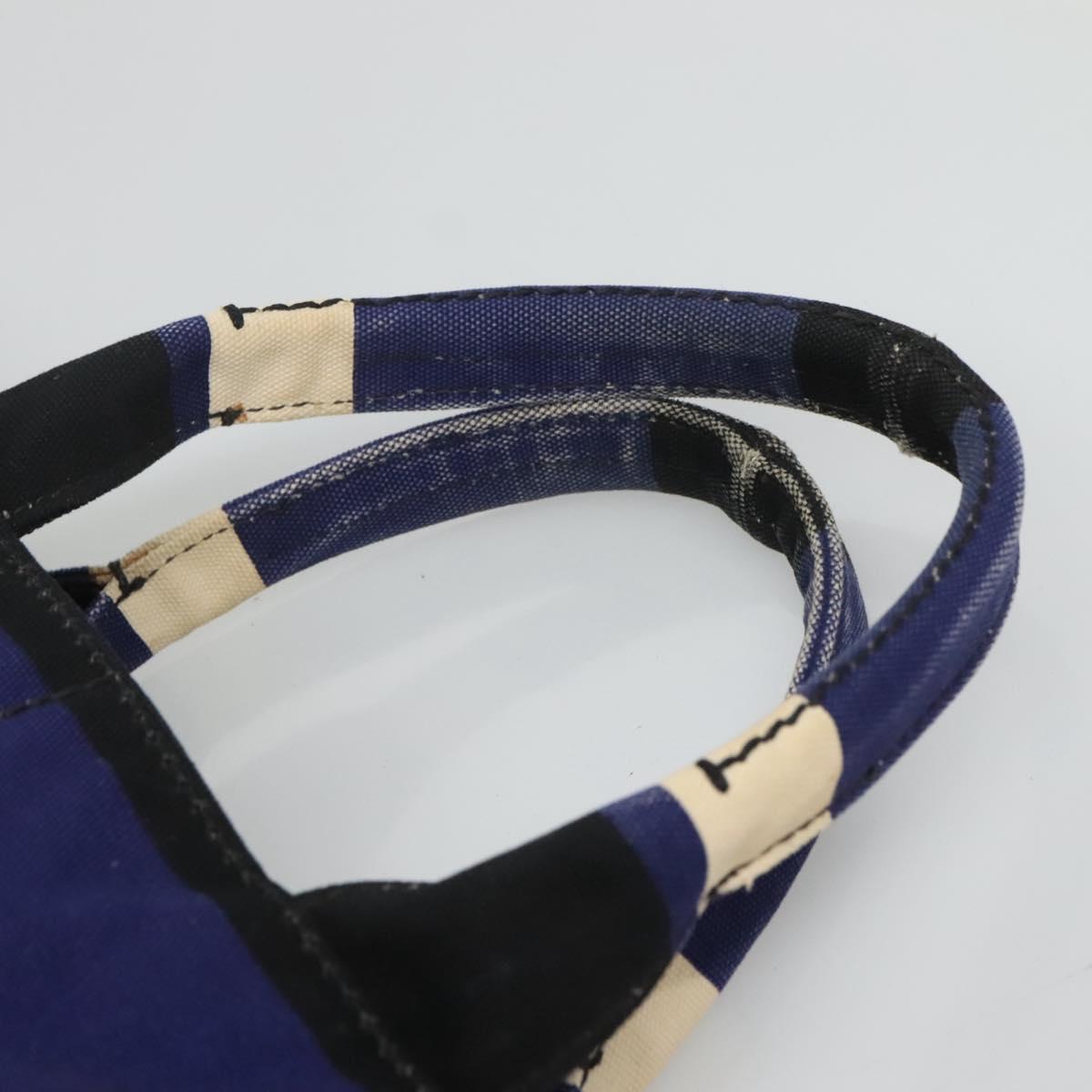 PRADA Canapa GM Hand Bag Canvas Blue Gold Auth bs24485