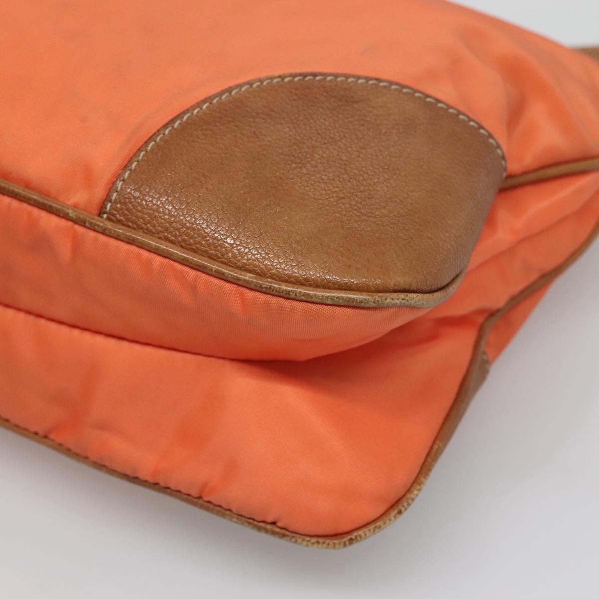 PRADA Shoulder Bag Nylon Orange Silver Auth bs24487
