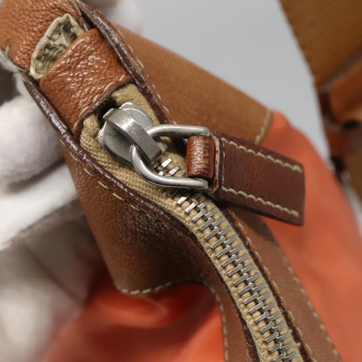 PRADA Shoulder Bag Nylon Orange Silver Auth bs24487