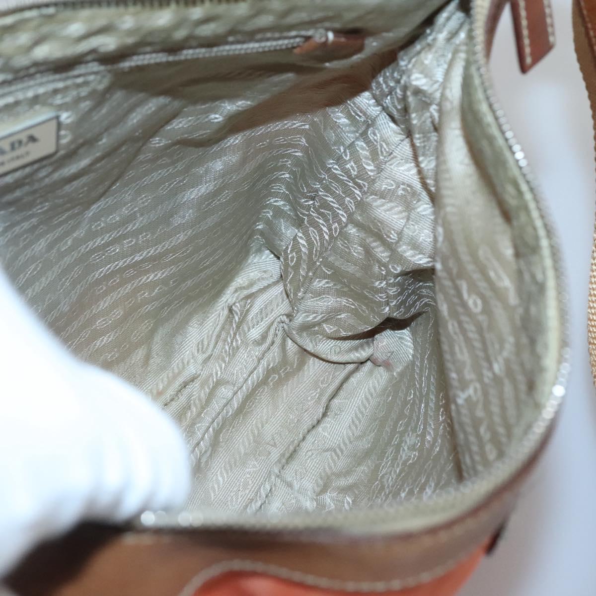 PRADA Shoulder Bag Nylon Orange Silver Auth bs24487