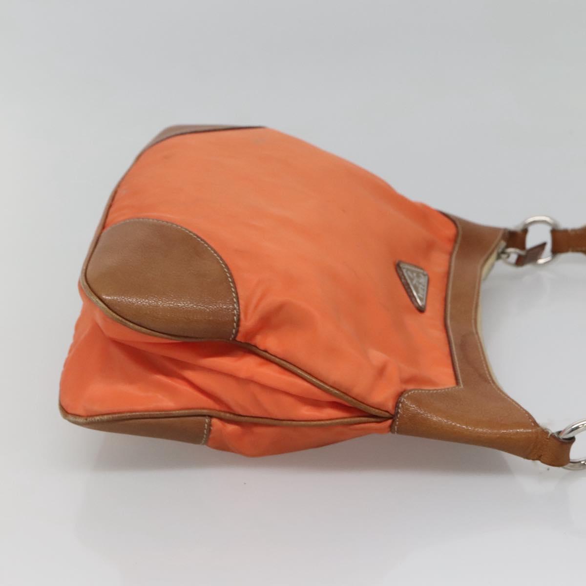 PRADA Shoulder Bag Nylon Orange Silver Auth bs24487
