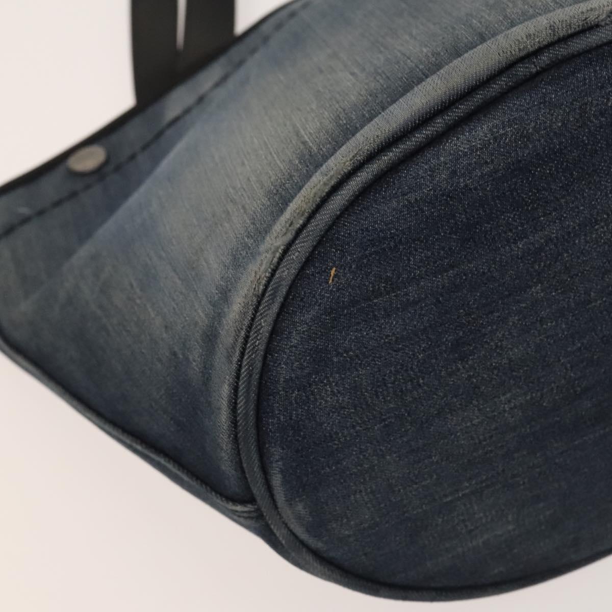 PRADA Hand Bag Denim Blue Silver Auth bs24491