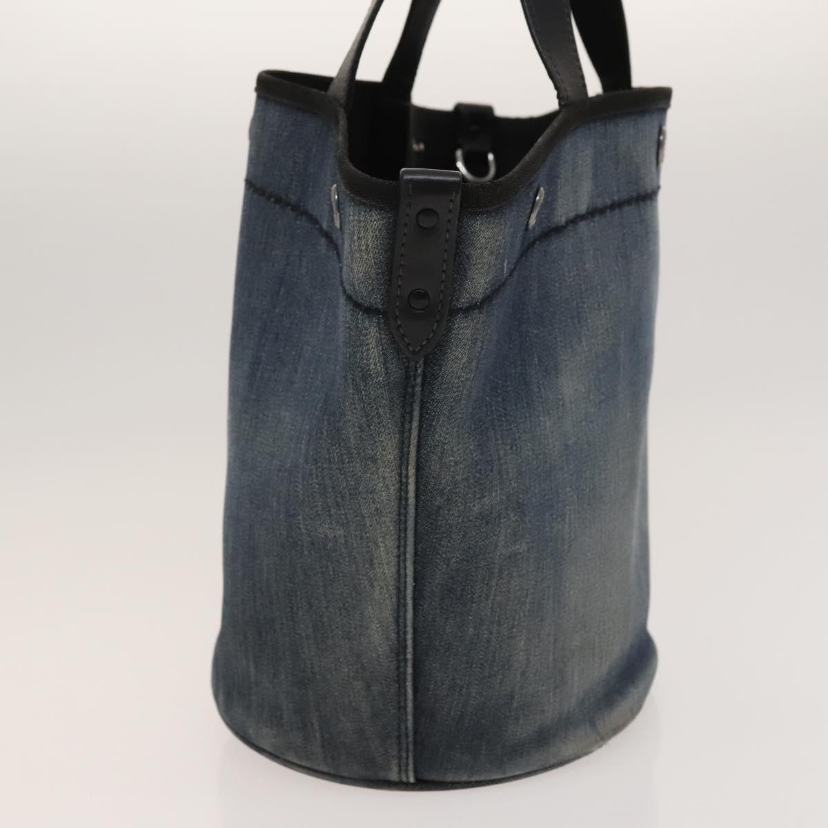 PRADA Hand Bag Denim Blue Silver Auth bs24491