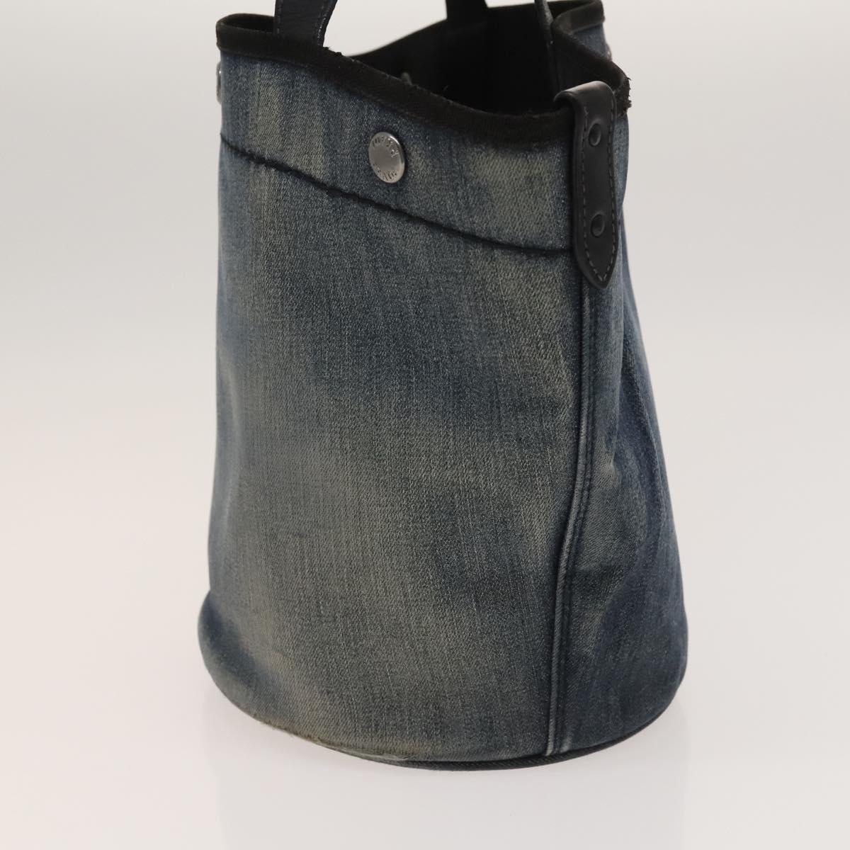 PRADA Hand Bag Denim Blue Silver Auth bs24491