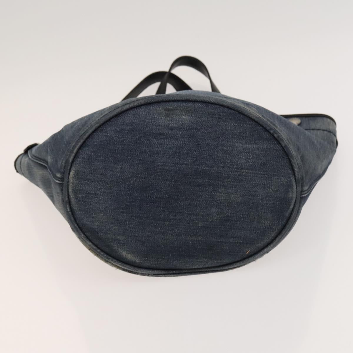 PRADA Hand Bag Denim Blue Silver Auth bs24491