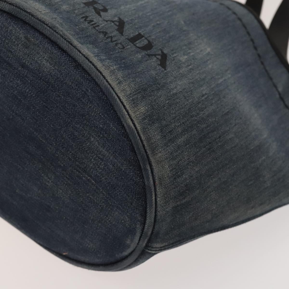 PRADA Hand Bag Denim Blue Silver Auth bs24491