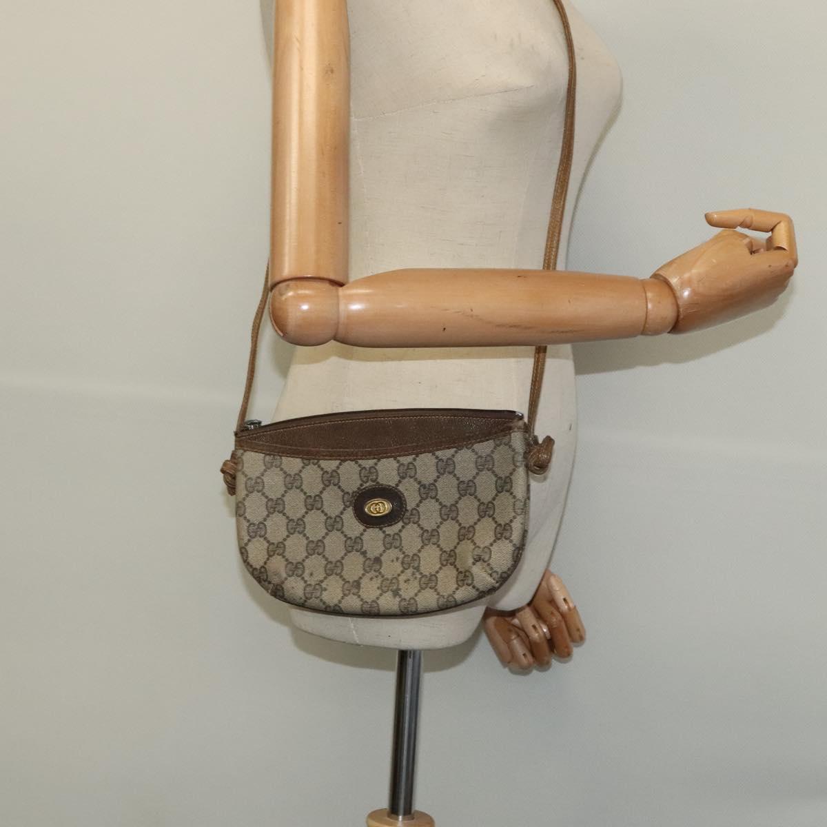 GUCCI GG Supreme Shoulder Bag PVC Leather Beige Gold 73 001 4642 Auth bs24520