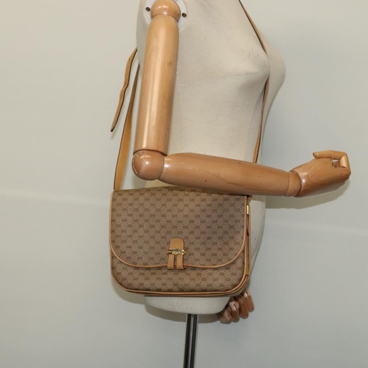 GUCCI Micro GG Supreme Shoulder Bag PVC Leather Beige 001 406 1780 Auth bs24523