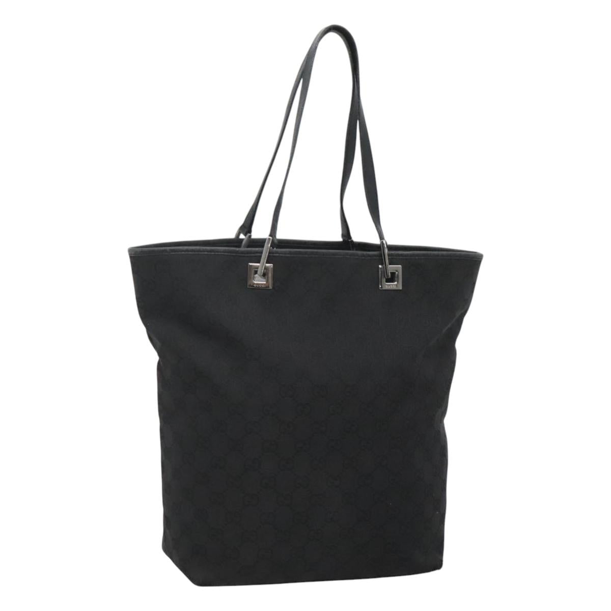 GUCCI GG Canvas Tote Bag Black Silver 31243 Auth bs24537