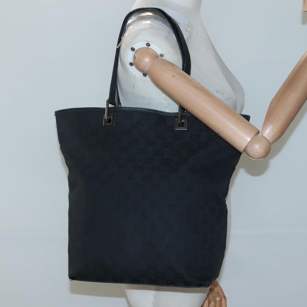 GUCCI GG Canvas Tote Bag Black Silver 31243 Auth bs24537