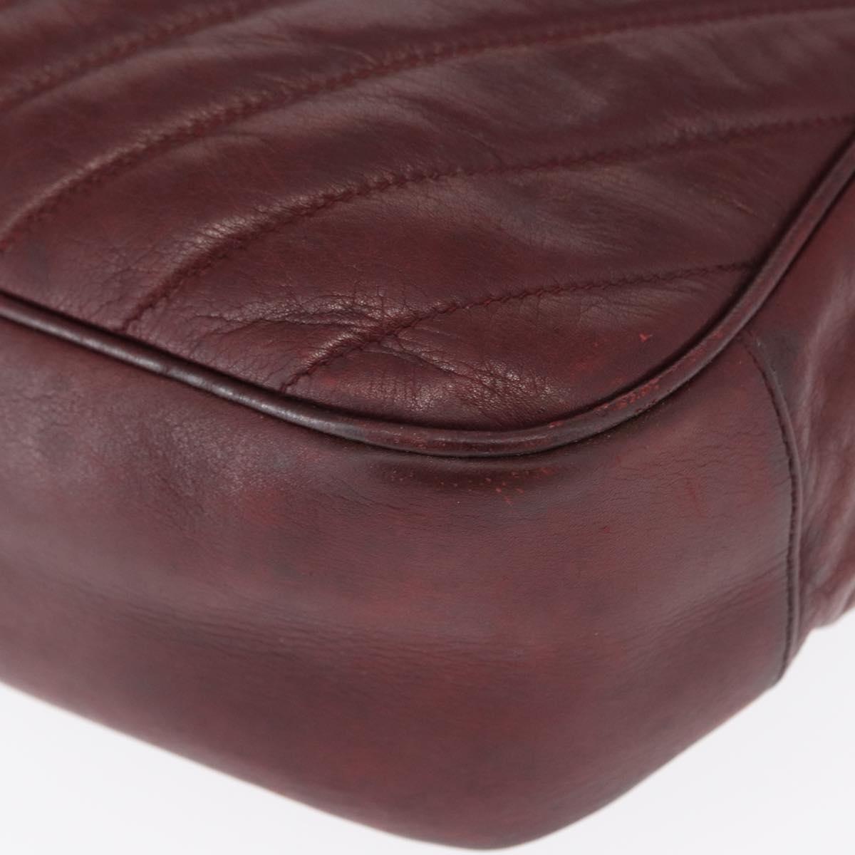 CHANEL Chain V Stitch Shoulder Bag Lamb Skin Bordeaux Gold CC Auth bs24546