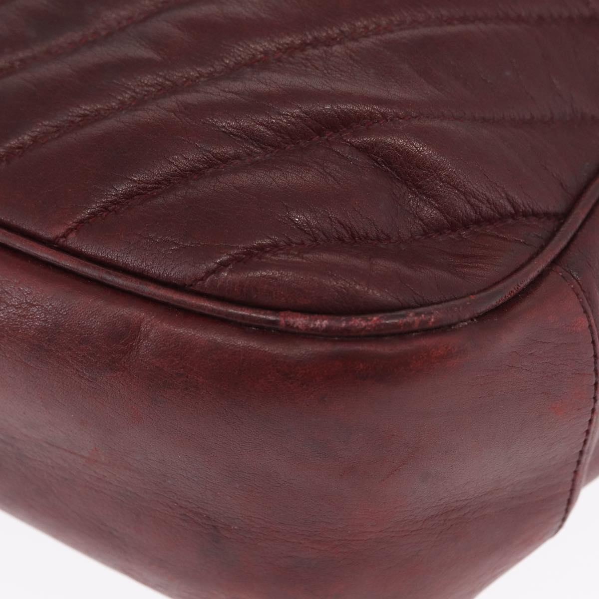 CHANEL Chain V Stitch Shoulder Bag Lamb Skin Bordeaux Gold CC Auth bs24546