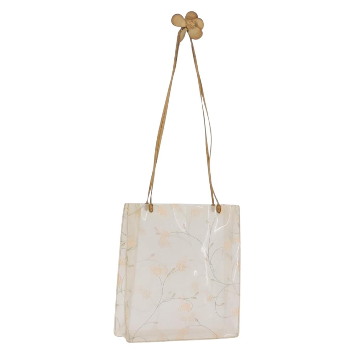 CHANEL Shoulder Bag Vinyl Beige CC Auth bs24548