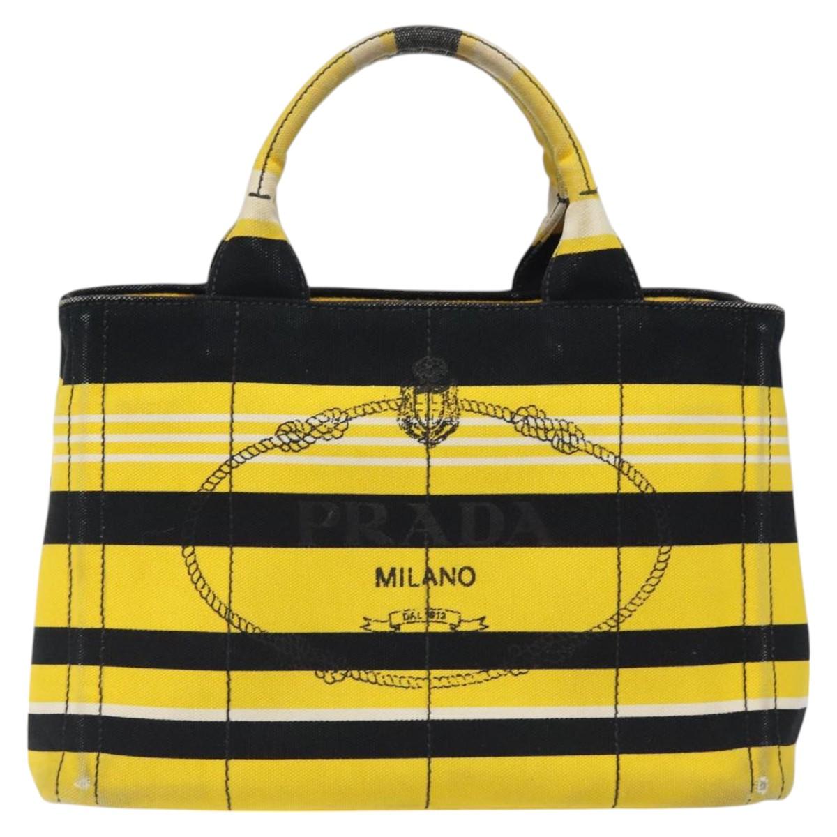 PRADA Kanapa PM Hand Bag Canvas Yellow Gold Auth bs24550