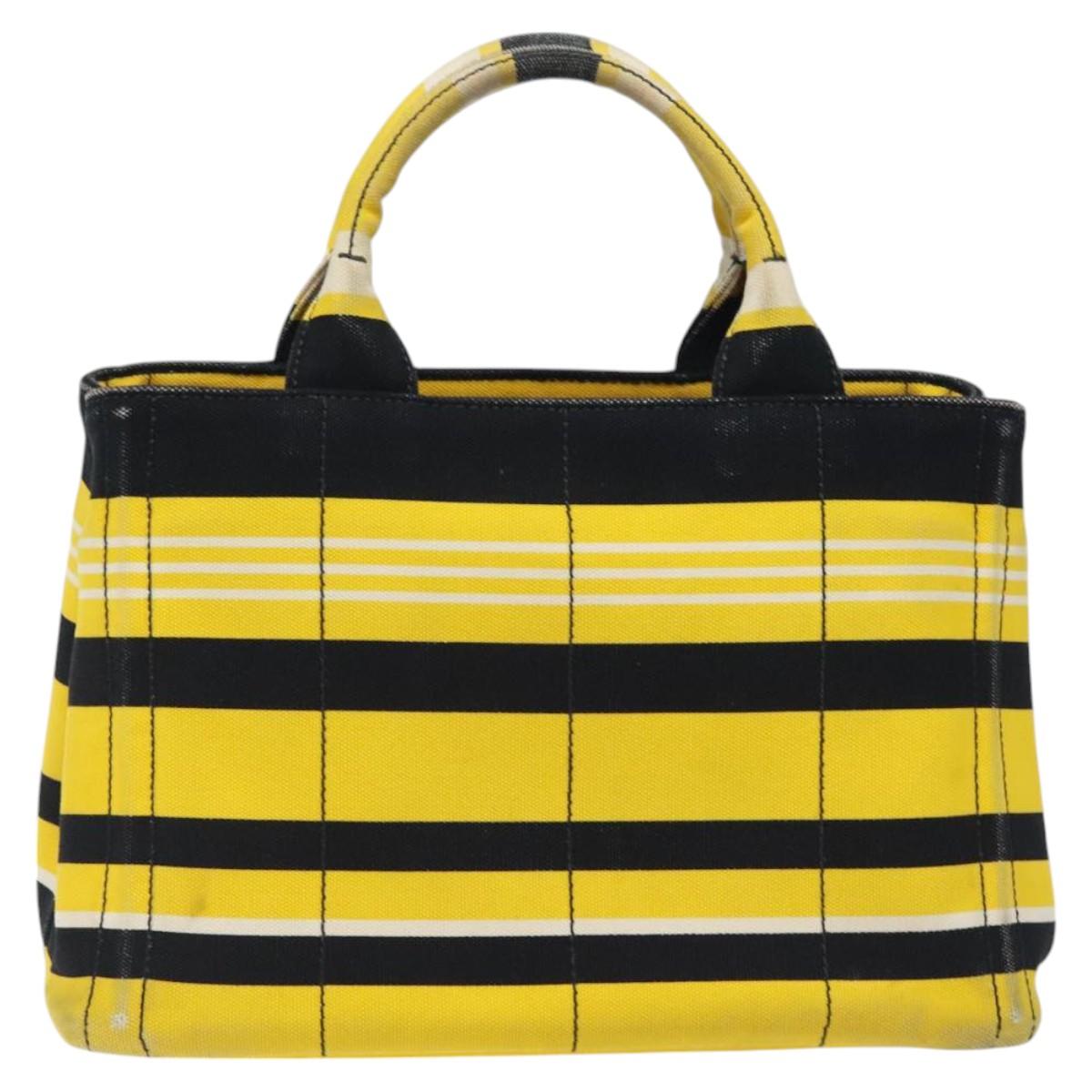 PRADA Kanapa PM Hand Bag Canvas Yellow Gold Auth bs24550