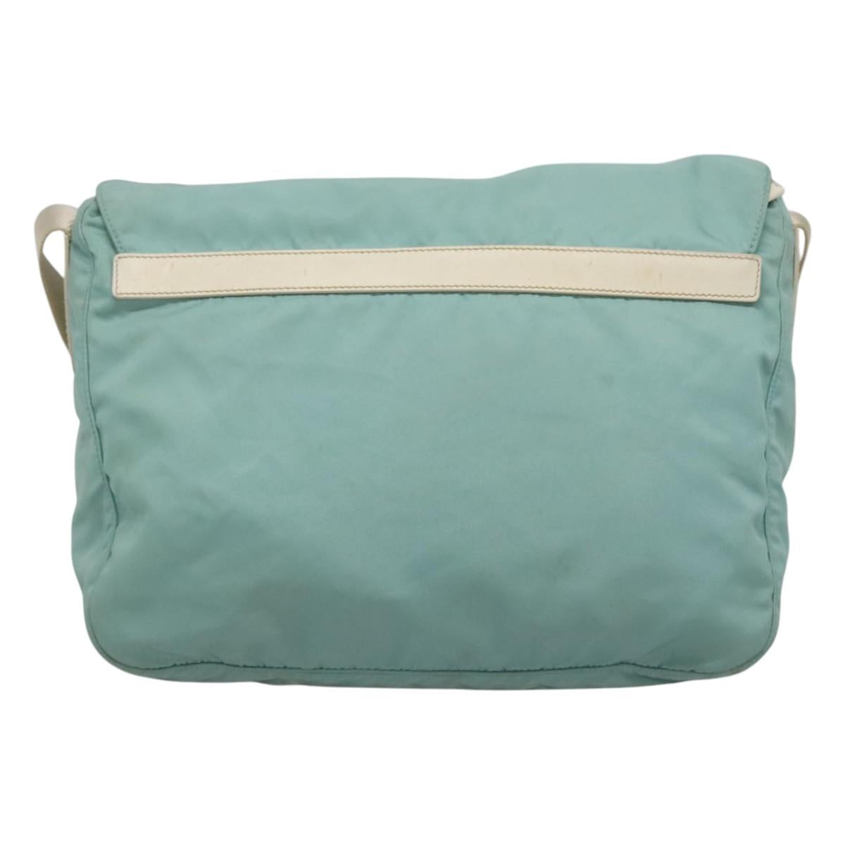 PRADA Shoulder Bag Nylon Light Blue Silver Auth bs24552