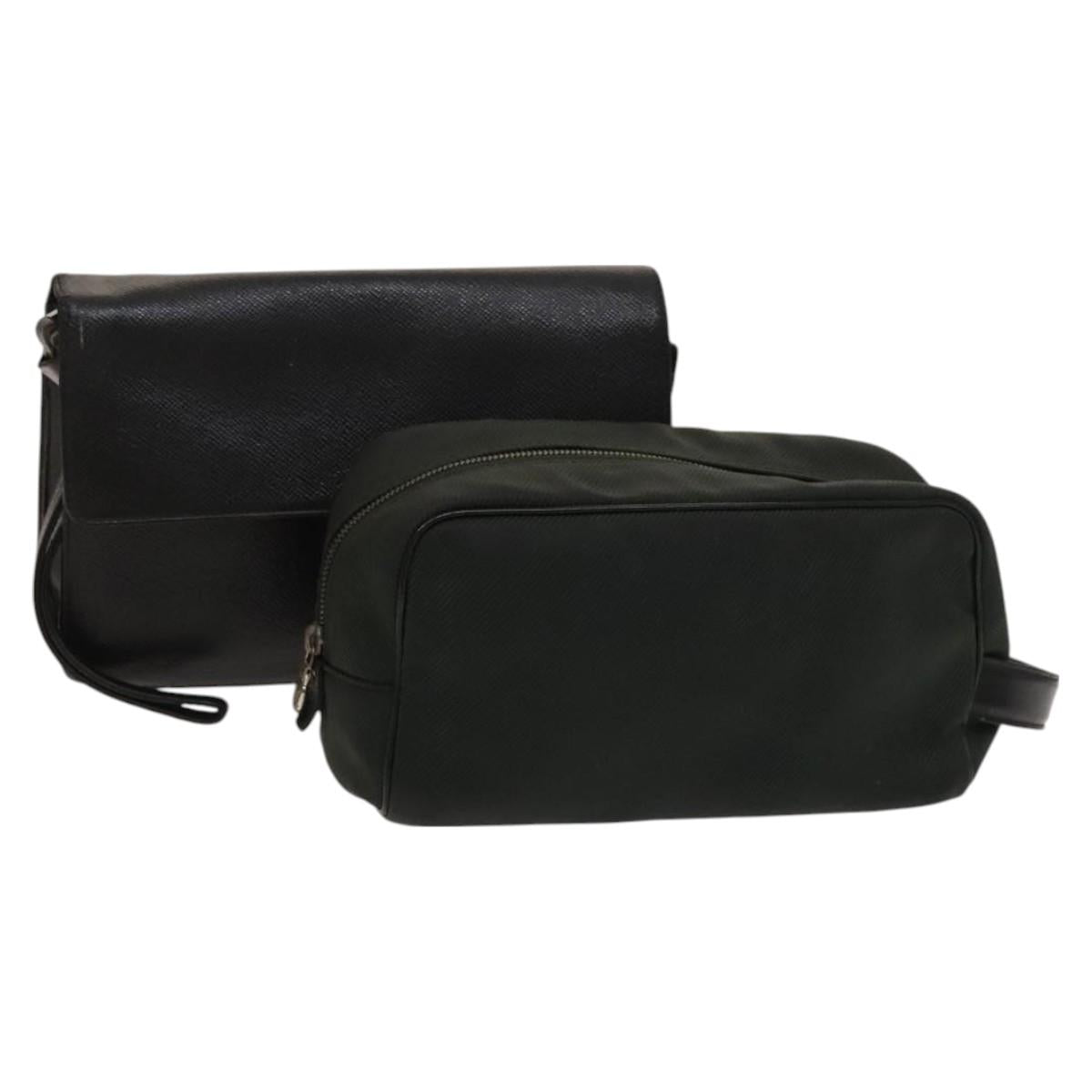 LOUIS VUITTON Taiga Clutch Bag 2Set Epicea Ardoise LV Auth bs24559