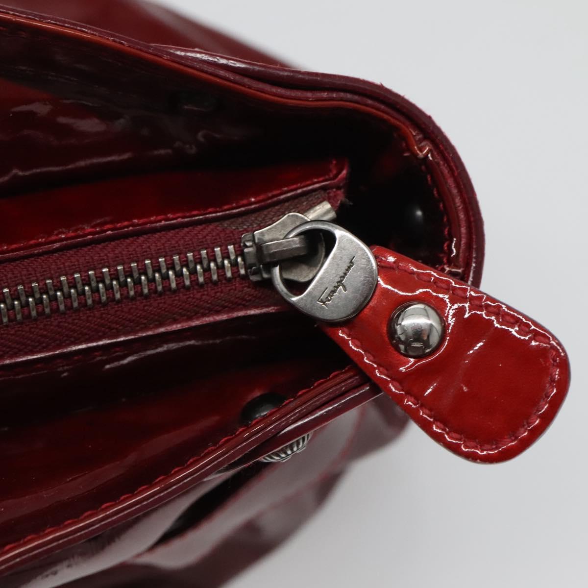 Salvatore Ferragamo Shoulder Bag Enamel Red Auth bs24562