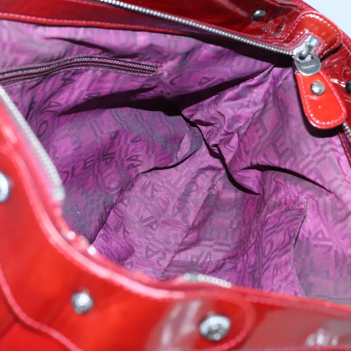 Salvatore Ferragamo Shoulder Bag Enamel Red Auth bs24562