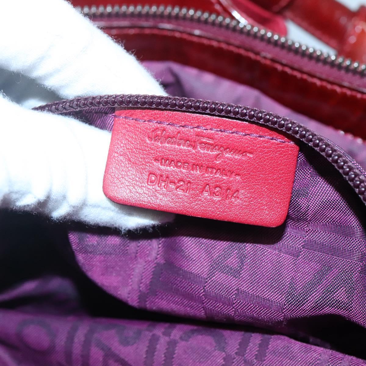 Salvatore Ferragamo Shoulder Bag Enamel Red Auth bs24562