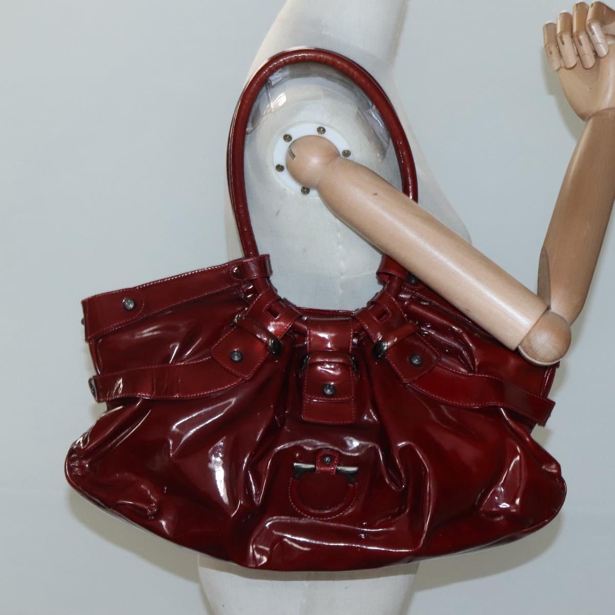 Salvatore Ferragamo Shoulder Bag Enamel Red Auth bs24562