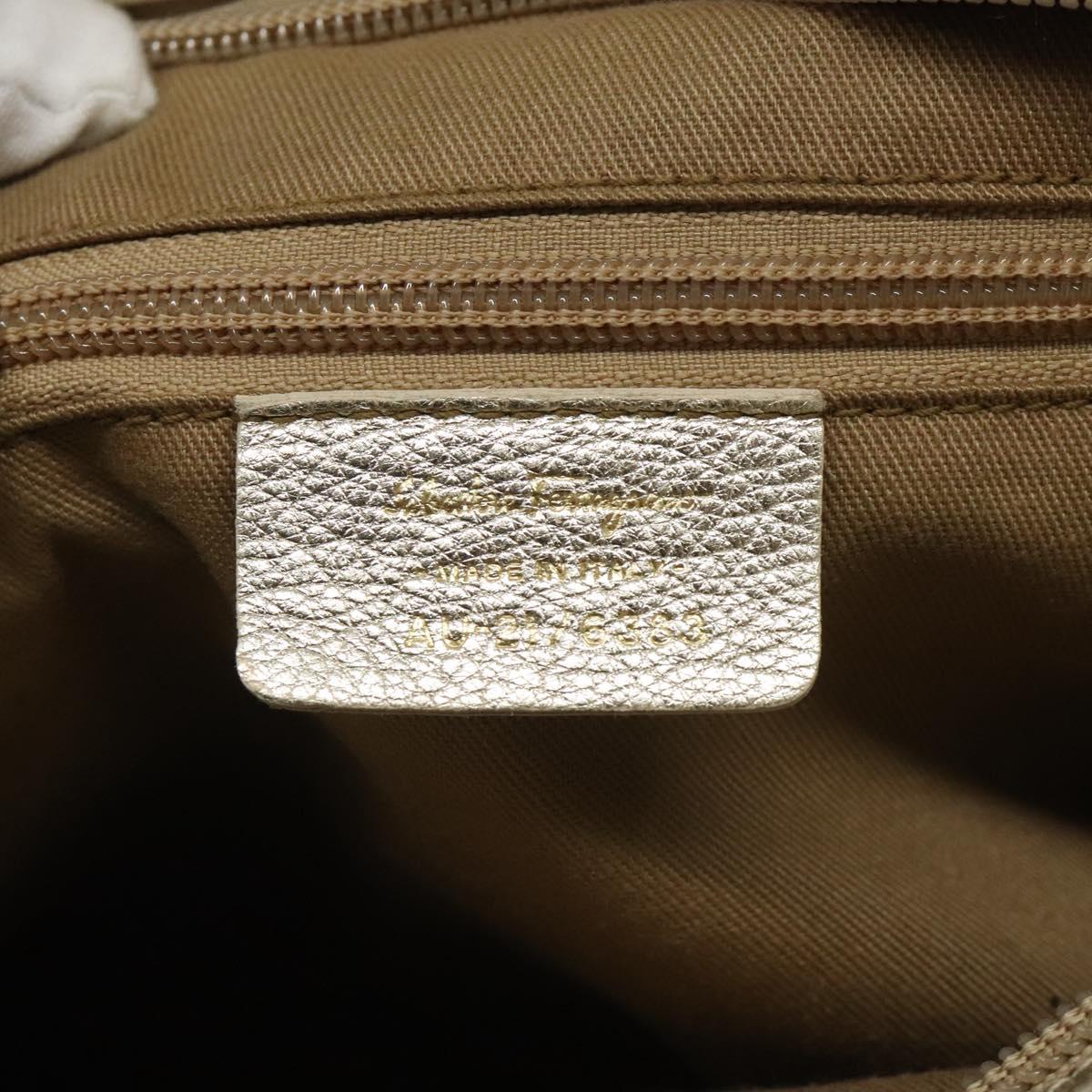 Salvatore Ferragamo Gancini Shoulder Bag Leather Gold Tone Auth bs24563