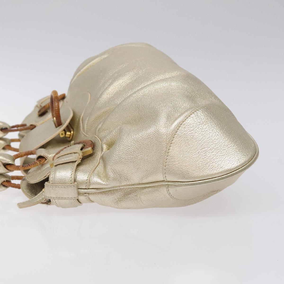 Salvatore Ferragamo Gancini Shoulder Bag Leather Gold Tone Auth bs24563