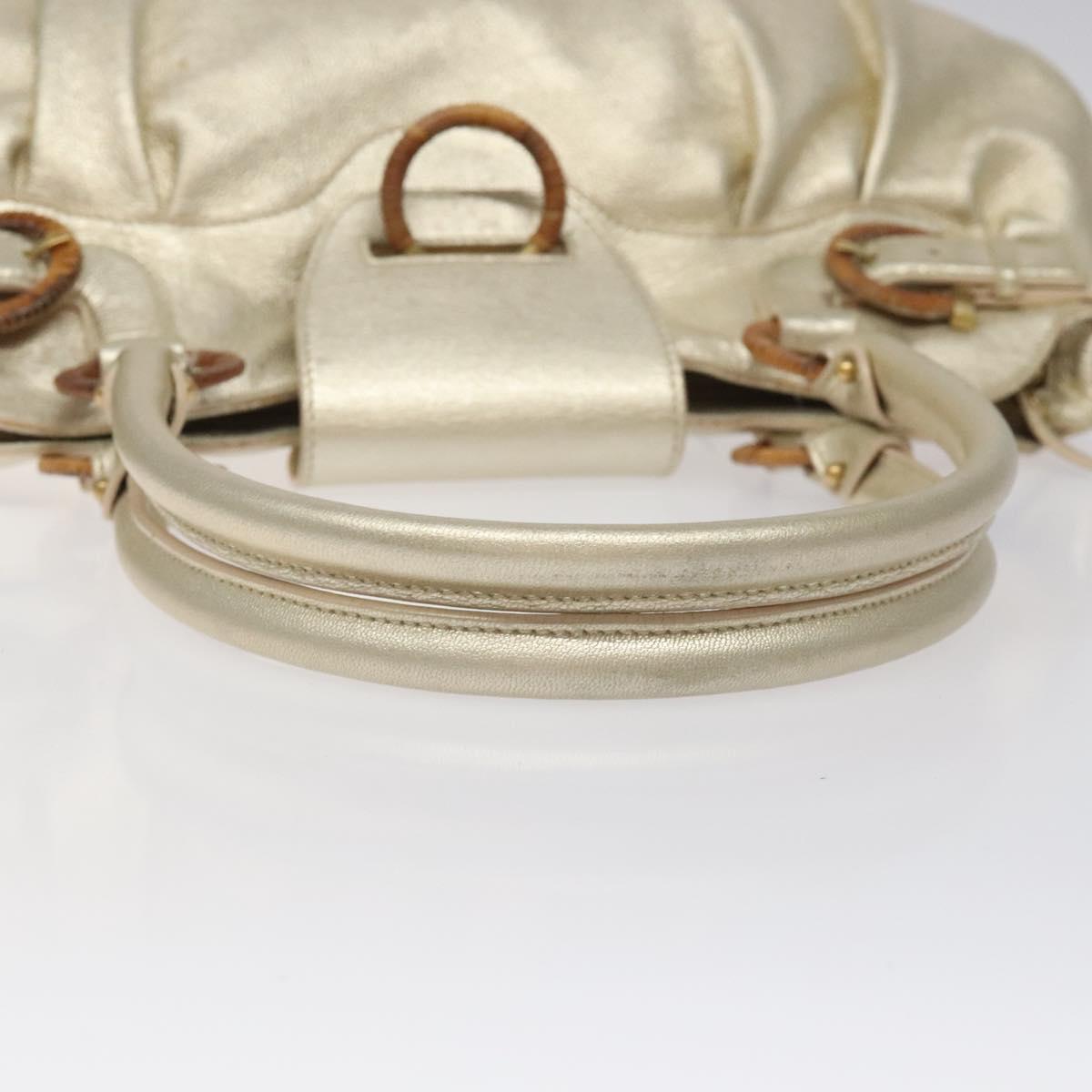Salvatore Ferragamo Gancini Shoulder Bag Leather Gold Tone Auth bs24563