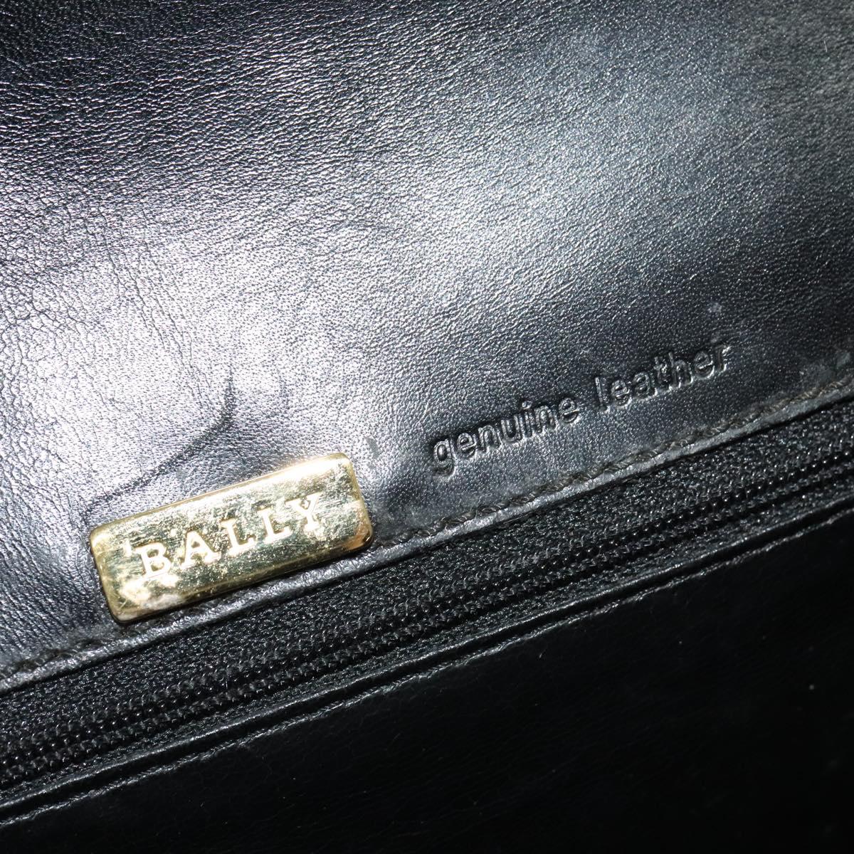 BALLY Shoulder Bag Leather Black Gold Auth bs24565