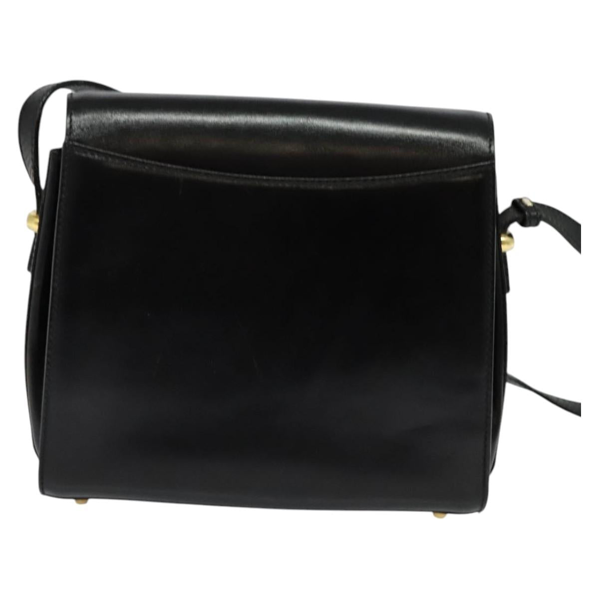 BALLY Shoulder Bag Leather Black Gold Auth bs24565