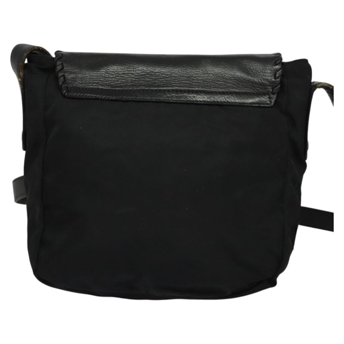 PRADA Shoulder Bag Leather Black Auth bs24581