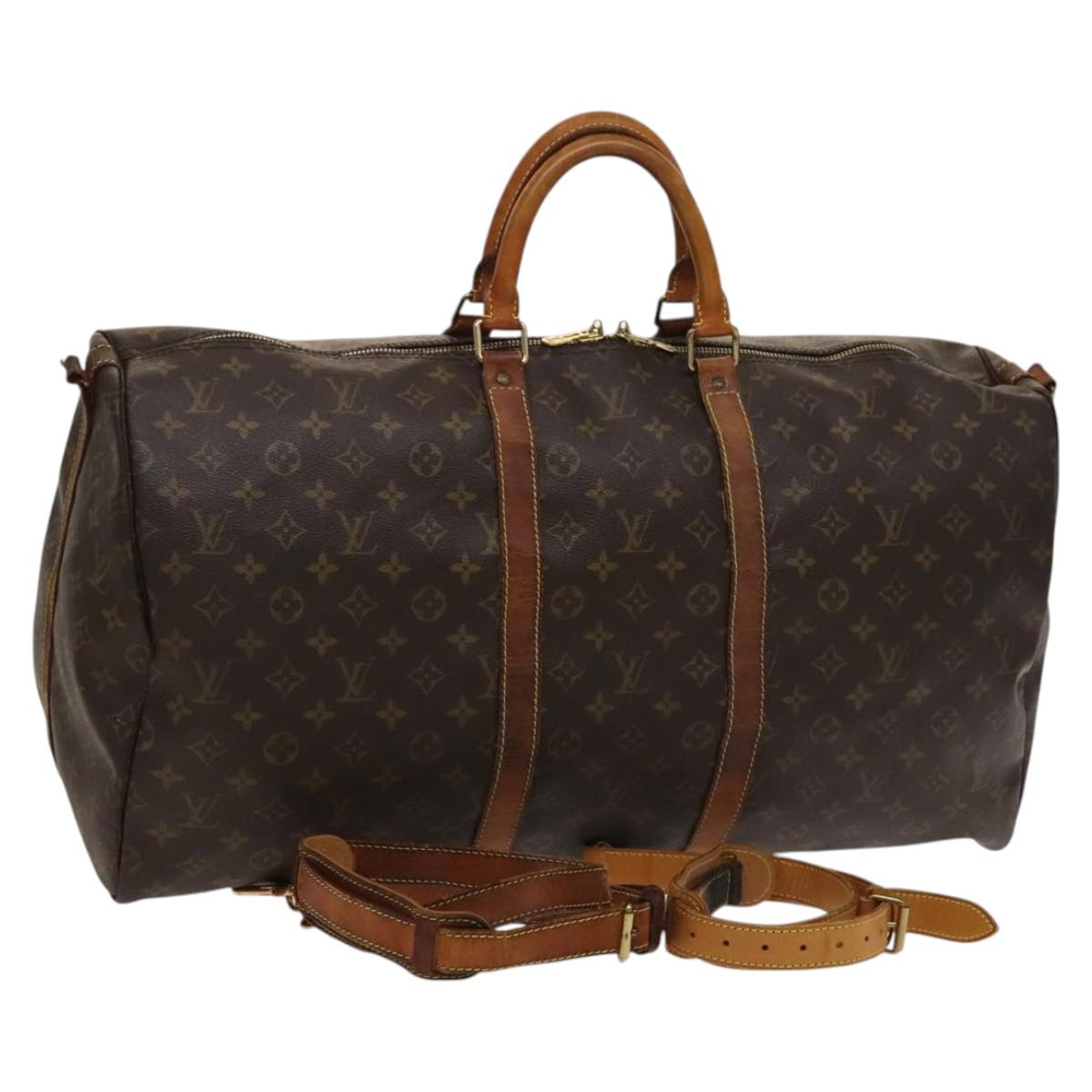 LOUIS VUITTON Monogram Keepall Bandouliere 55 Boston Bag M41414 LV Auth bs24587