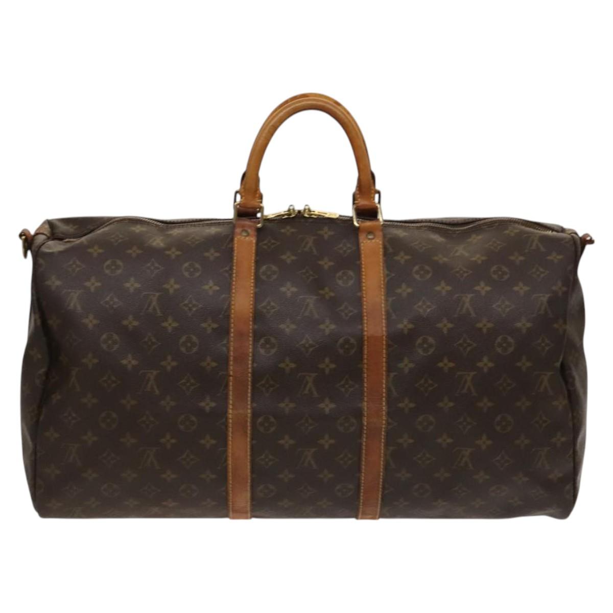 LOUIS VUITTON Monogram Keepall Bandouliere 55 Boston Bag M41414 LV Auth bs24587