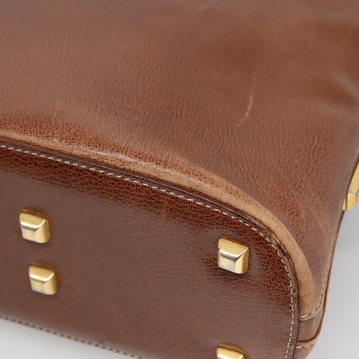 Salvatore Ferragamo Shoulder Bag Leather Brown Gold Auth bs24619