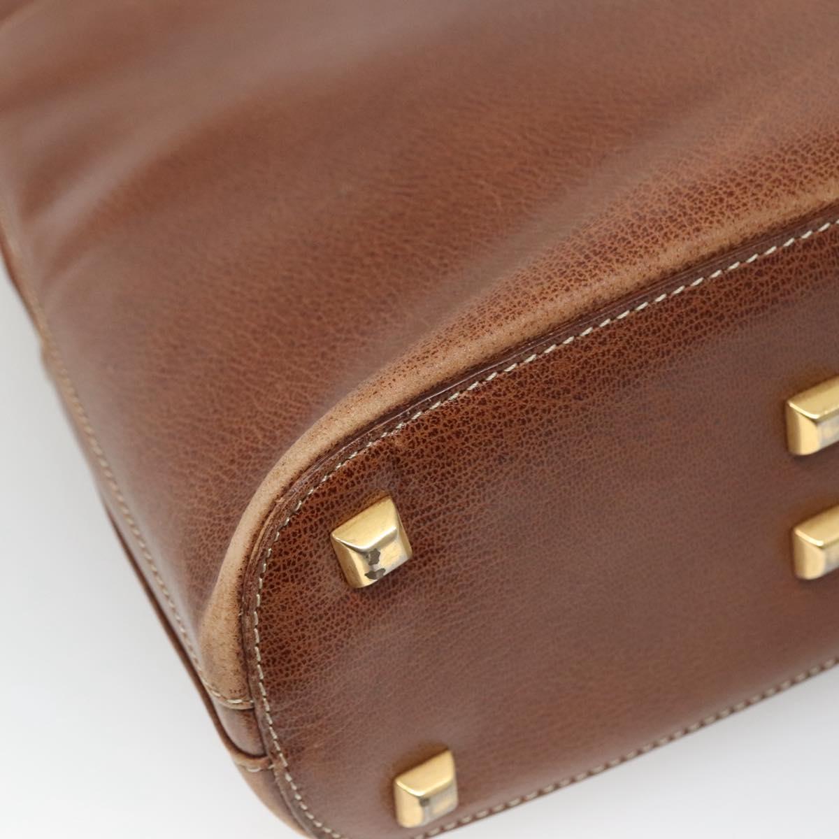 Salvatore Ferragamo Shoulder Bag Leather Brown Gold Auth bs24619