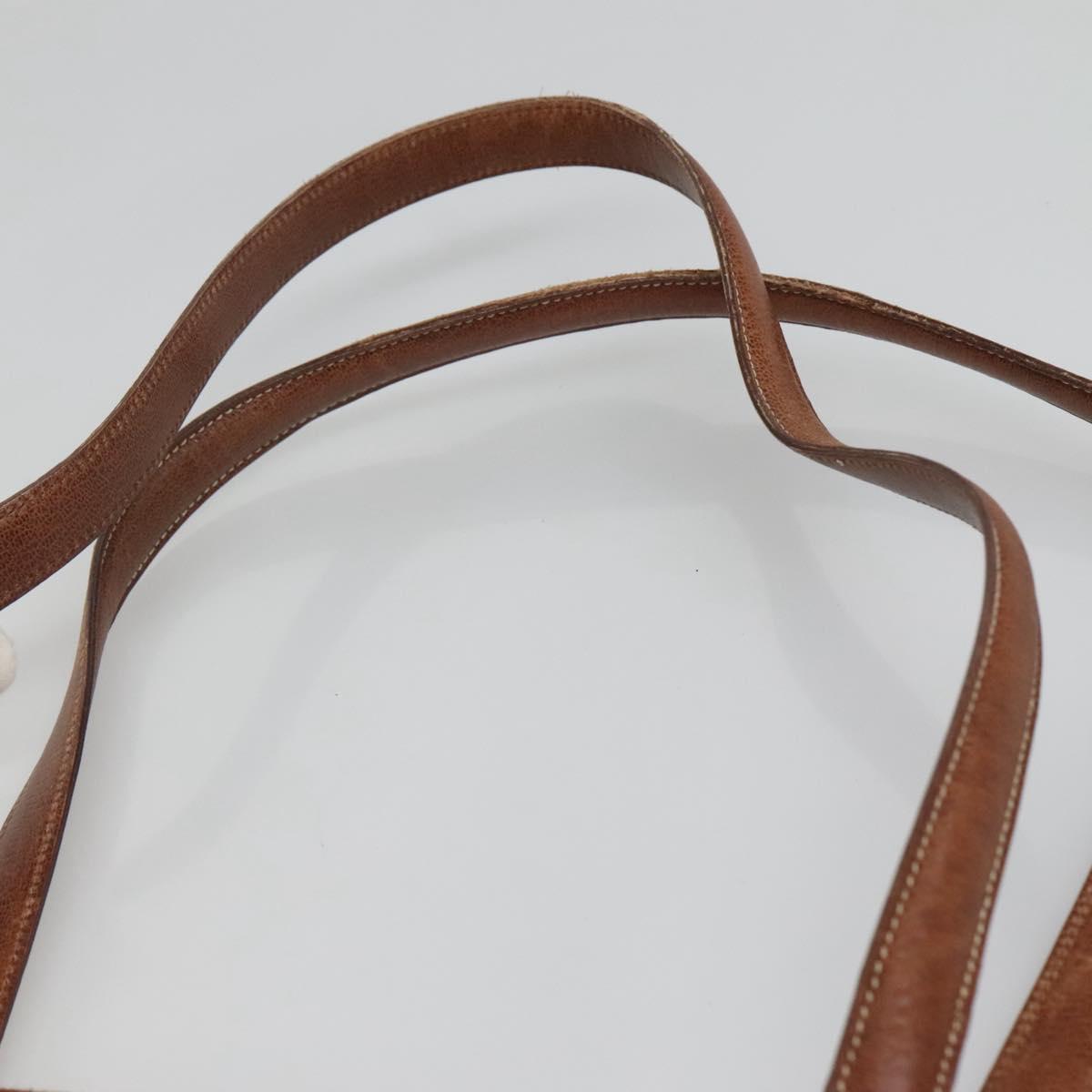 Salvatore Ferragamo Shoulder Bag Leather Brown Gold Auth bs24619