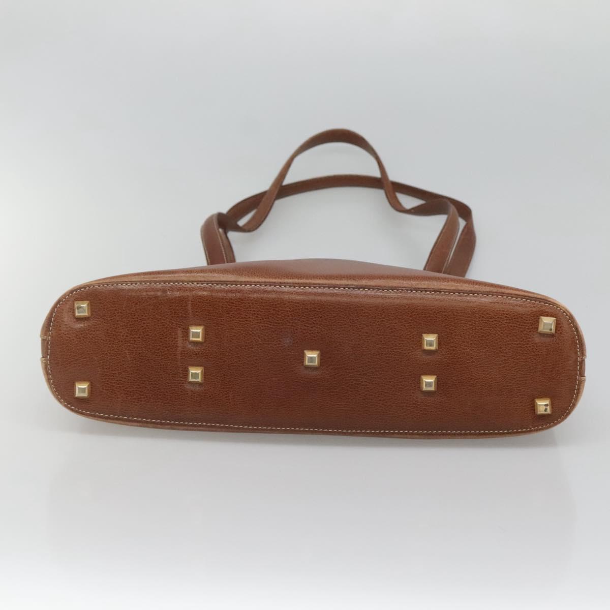 Salvatore Ferragamo Shoulder Bag Leather Brown Gold Auth bs24619