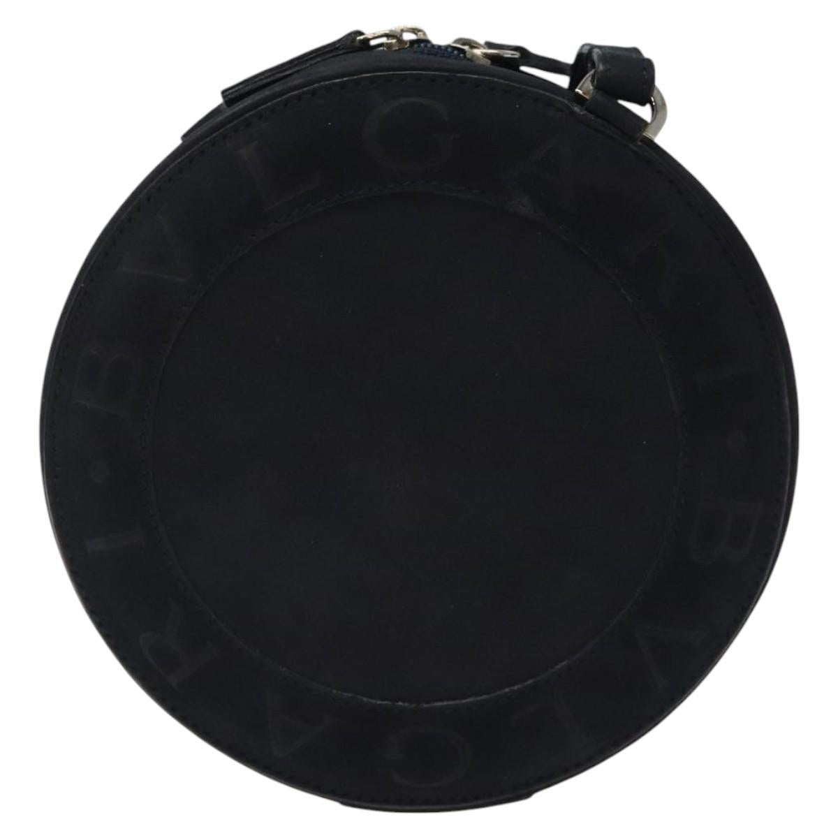 BVLGARI Shoulder Bag Suede Navy Silver Auth bs24625