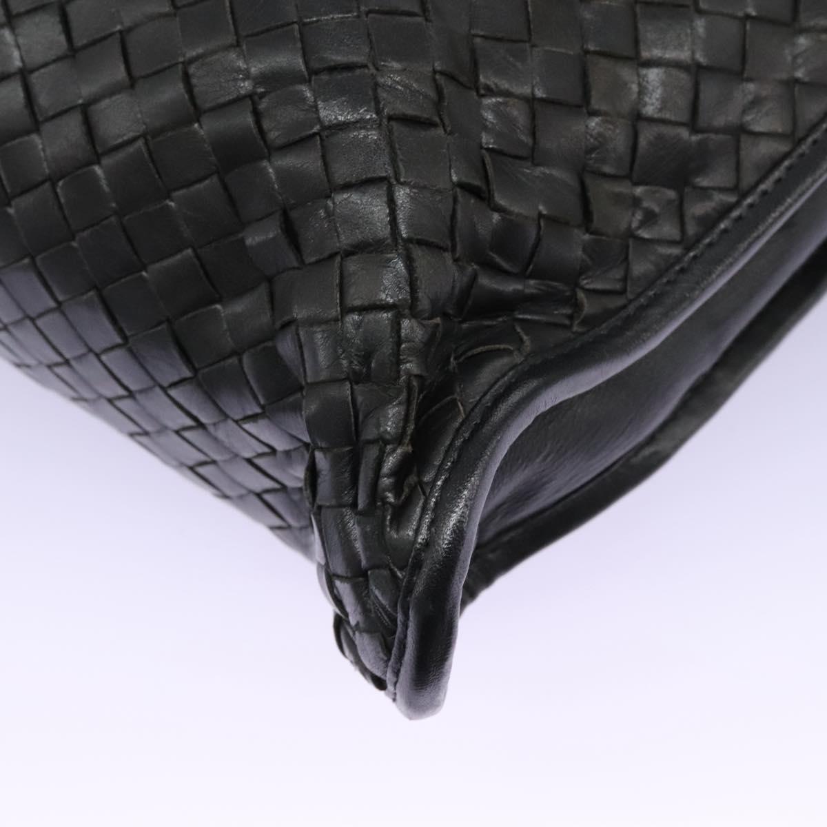 BOTTEGA VENETA INTRECCIATO Hand Bag Leather 2way Black Auth bs24628