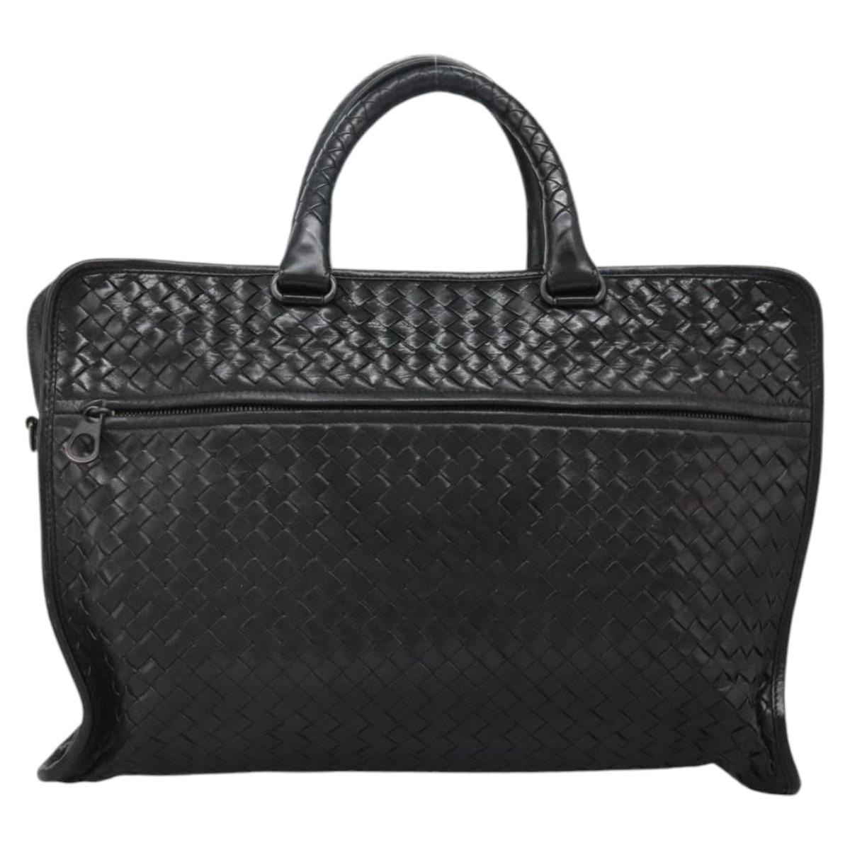 BOTTEGA VENETA INTRECCIATO Hand Bag Leather 2way Black Auth bs24628
