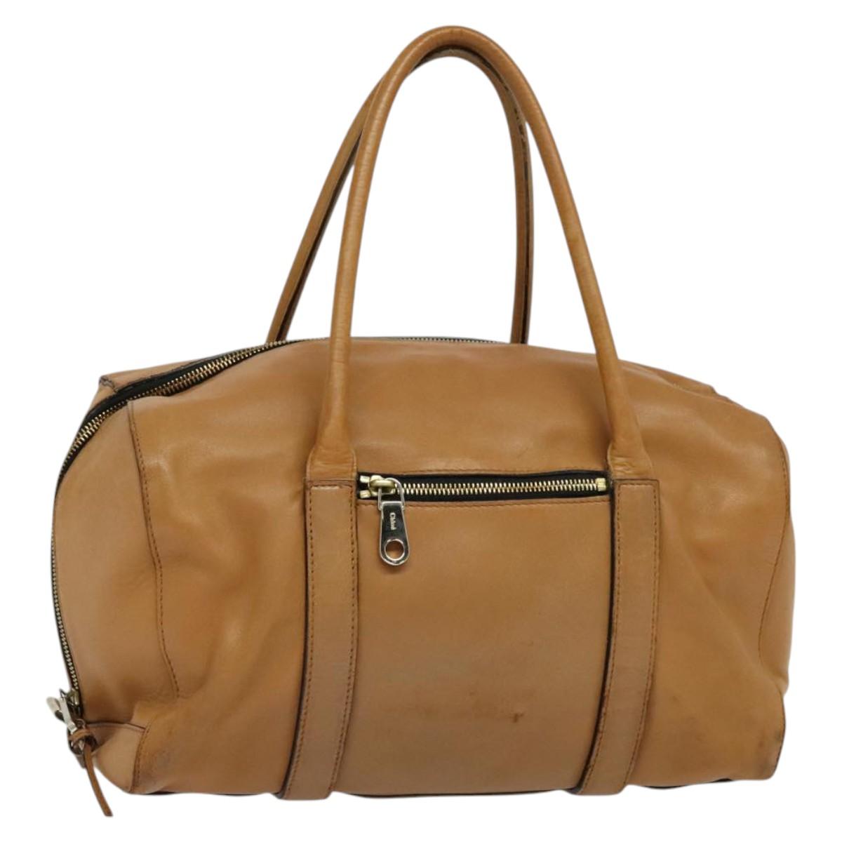 Chloe Shoulder Bag Leather Brown Gold Auth bs24630