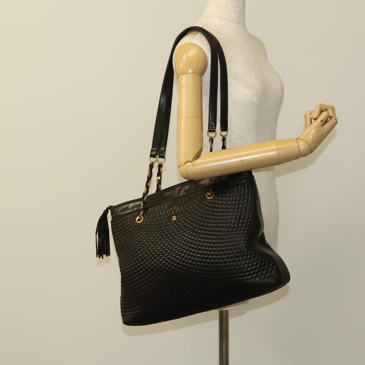 BALLY Shoulder Bag Leather Brown Gold Auth bs24637